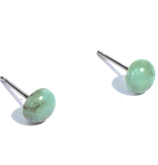 Earrings Studs | Tiny Turquoise Marbled