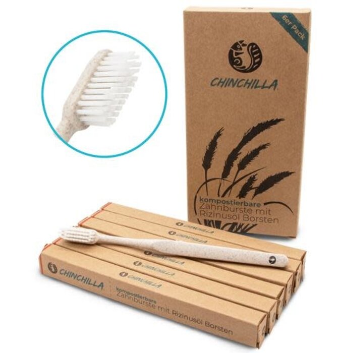 Toothbrush - Biodegradable Wheat Straw - Set/6
