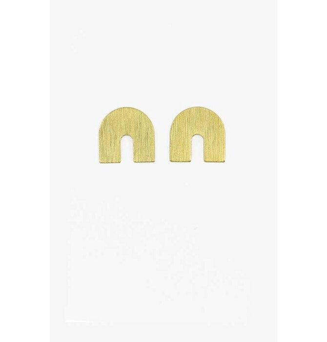 Earrings | Post | Brass Textured Arch