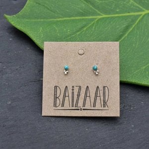 Baizaar Earrings | Turquoise Stone Studs | Sterling Silver