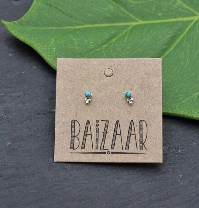 Earrings | Turquoise Stone Studs | Sterling Silver