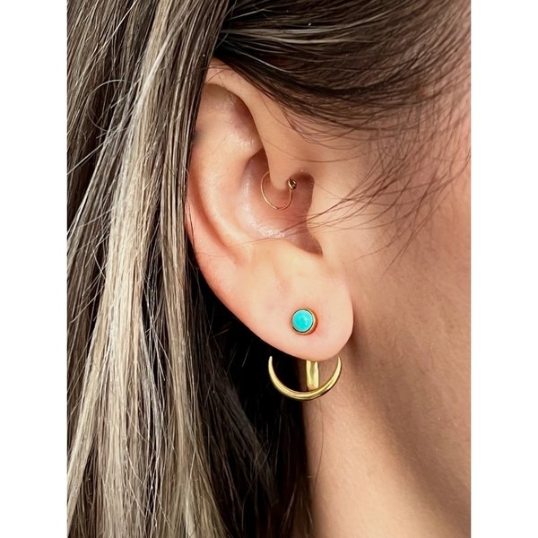 Baizaar Earrrings | Brass Ear Jacket | Turquoise Stone