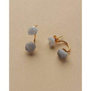 Luna Norte Earrings|Double "Cosmic" Druzy|14KT Gold Plated Brass