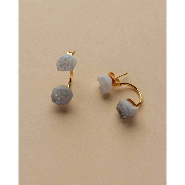 Luna Norte Earrings | Double "Cosmic" Druzy | 14KT Gold Plated Brass