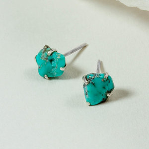 Luna Norte Post Earrings | "Raw Beauty" | Turquoise/Sterling