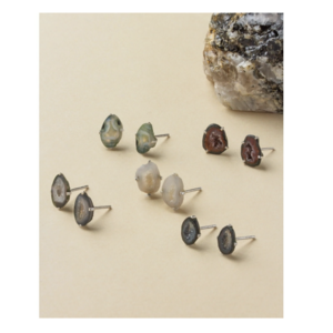 Luna Norte Earrings | Sterling Silver Post | "Down to Earth" Geode