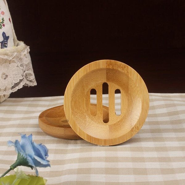 PLENTY Round Soap Dish | Natural Bamboo