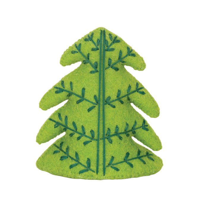 Figure | Wool Felt Tree | Embroidered Green