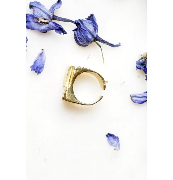 Ring | Raw Brass Adjustable | "Building Blocks"