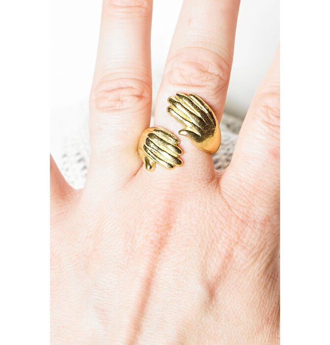 Ring | Raw Brass Adjustable | "Hold Your Hand"