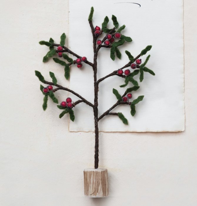 Tree | Brown Felt + Red Berries