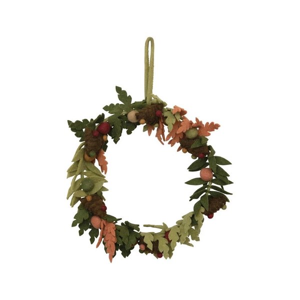 Creative Co-Op Wreath | Leaves + Pinecones