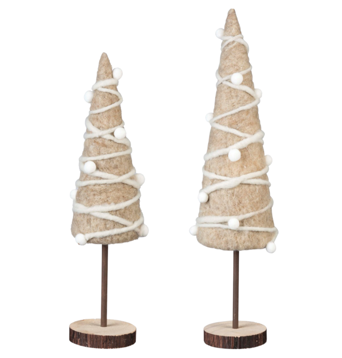 Natural Felt Tree | White Garland + Poms