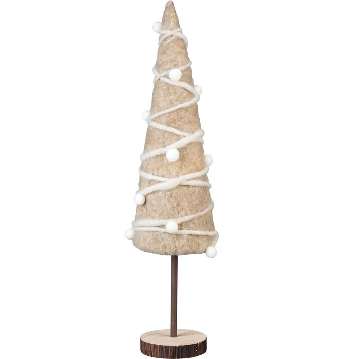Natural Felt Tree | White Garland + Poms