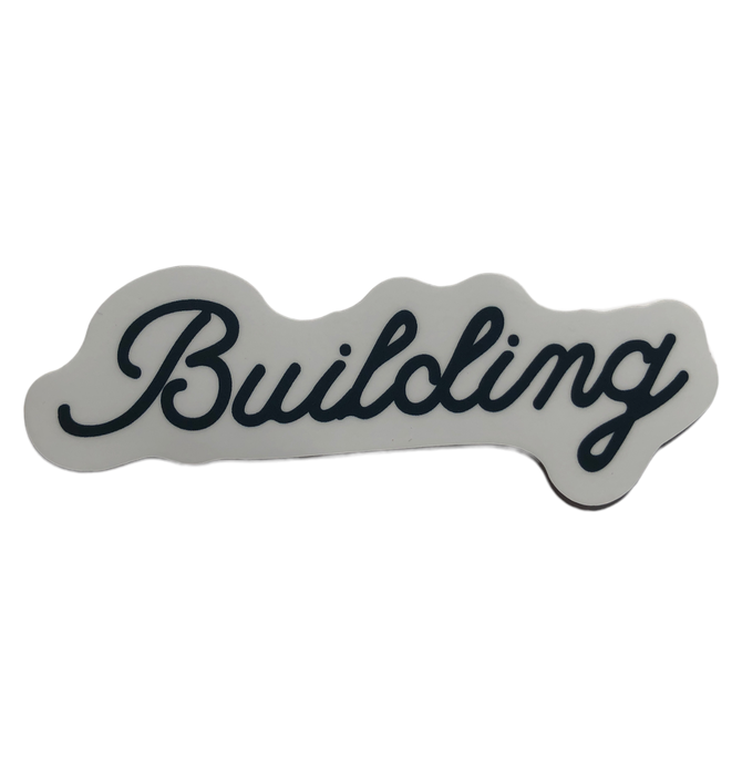 Sticker | Building | Black Script on White