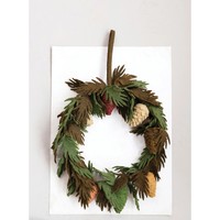 Creative Co-Op Wreath | Felt Leaves + Pinecones