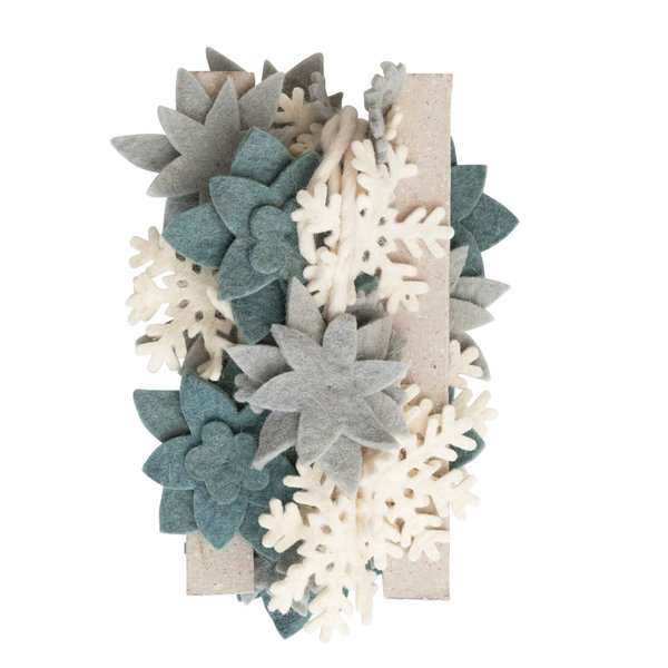 Creative Co-Op Garland | Felt Snowflakes + Flowers