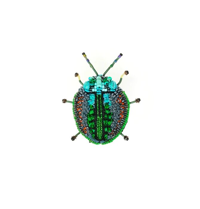 Brooch Pin | Green Leaf Beetle