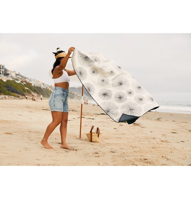 Microfiber Beach Blanket | Black Stripes