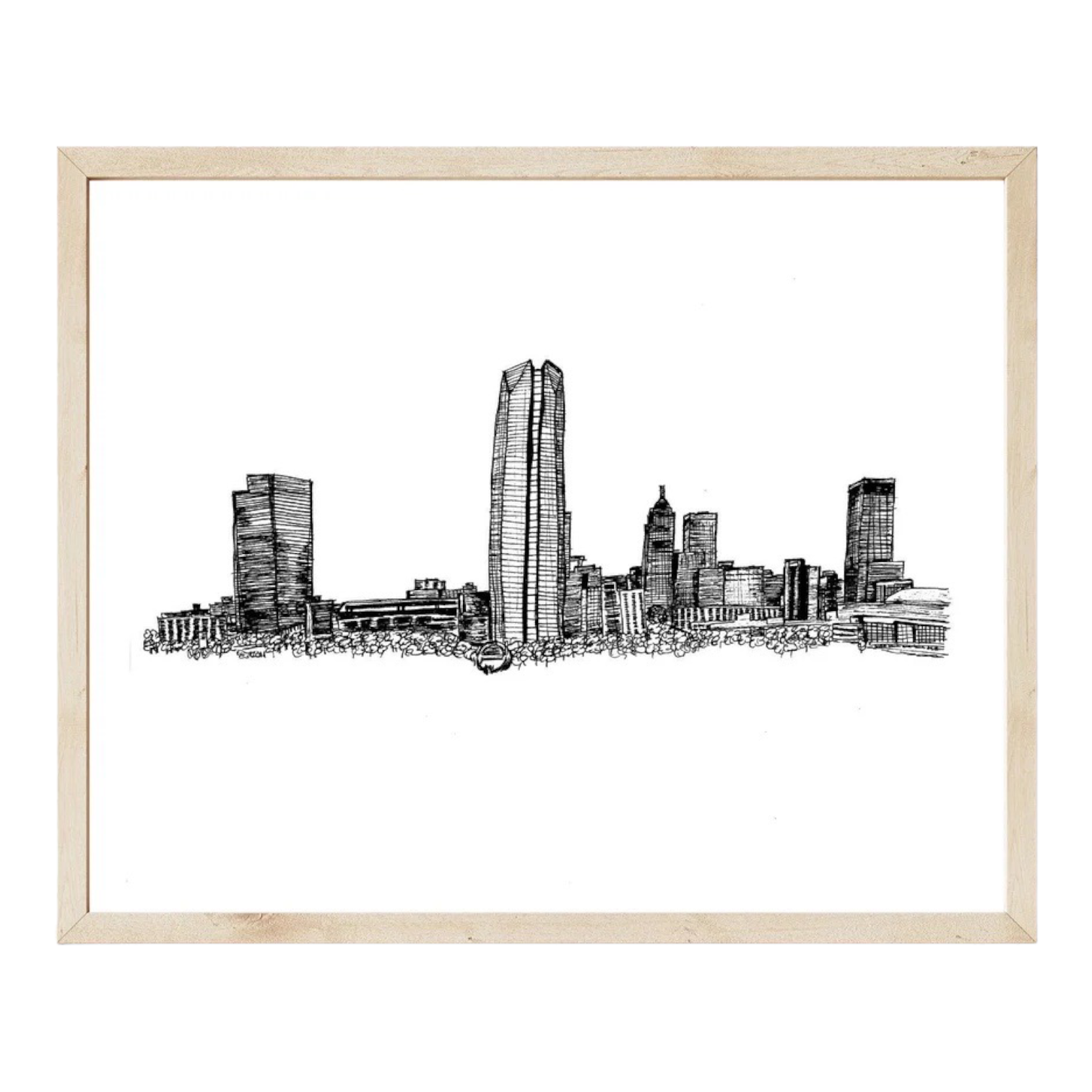 Big City Skyline Pencil Draw. Modern Downtown Landscape With High  Skyscrapers Sketch On Wooden Surface. Paper And Pencil On Textured Natural  Wooden Background. Real Estate Agency Concept. Stock Photo, Picture and  Royalty