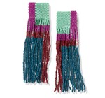 Earrings | Beaded Fringe | Mint + Magenta + Crimson