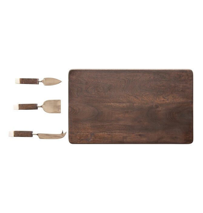 Cutting Board + Cheese Knives Set