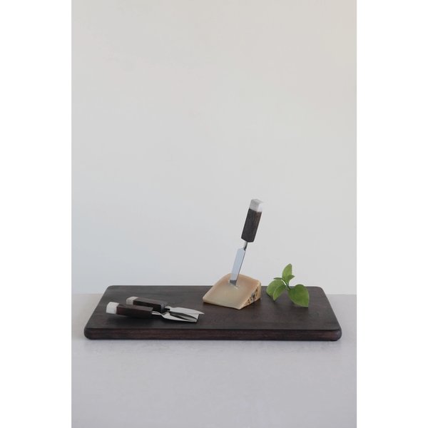 Creative Co-Op Cutting Board + Cheese Knives Set
