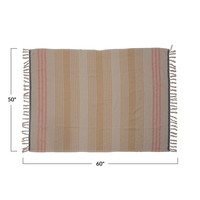 Creative Co-Op Throw Blanket | Cotton Blend | Mustard+Pink Stripes
