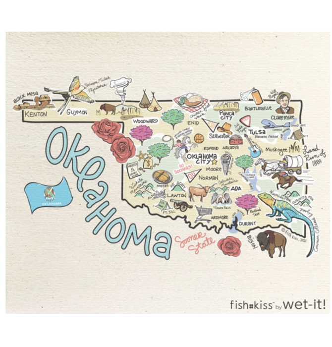 Swedish Dishcloth | Oklahoma Map (Fish Kiss)