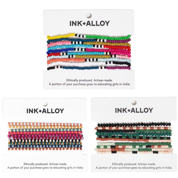Ink + Alloy Stretch Bracelet | 10 Strand | Two-Tone Multi