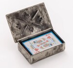 Box | Stamped Silver "Repousse" | Turquoise Corners