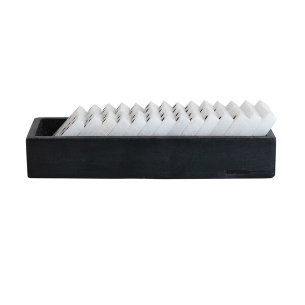 Creative Co-Op Alabaster Domino Set | Soapstone Box