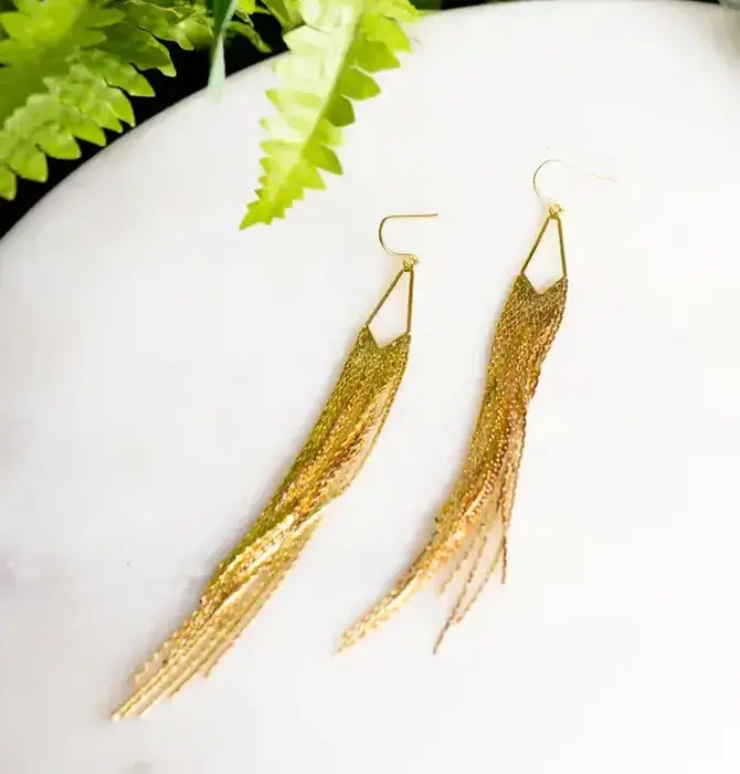 Earrings | 18K Gold Plate | Long Dangle