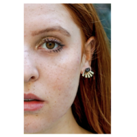 Peter And June Earrings | Tourmaline + Brass Eyelash Fan