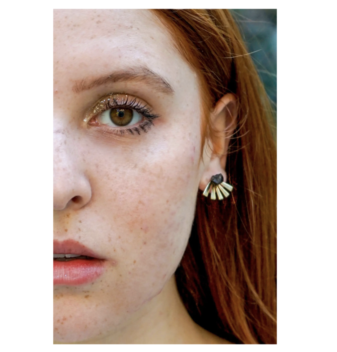 Earrings | Tourmaline + Brass Eyelash Fan