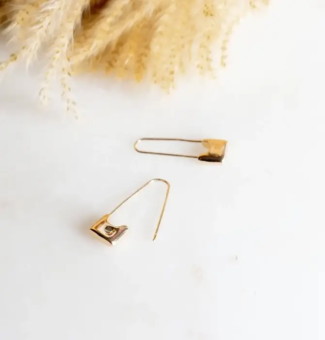 Earrings | 24K Gold Plate | "Sid" Safety Pin