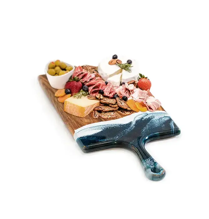Cheeseboard | Acacia & Resin | Navy + White + Metallic