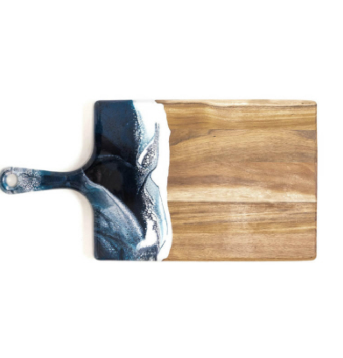 Cheeseboard | Acacia & Resin | Navy + White + Metallic