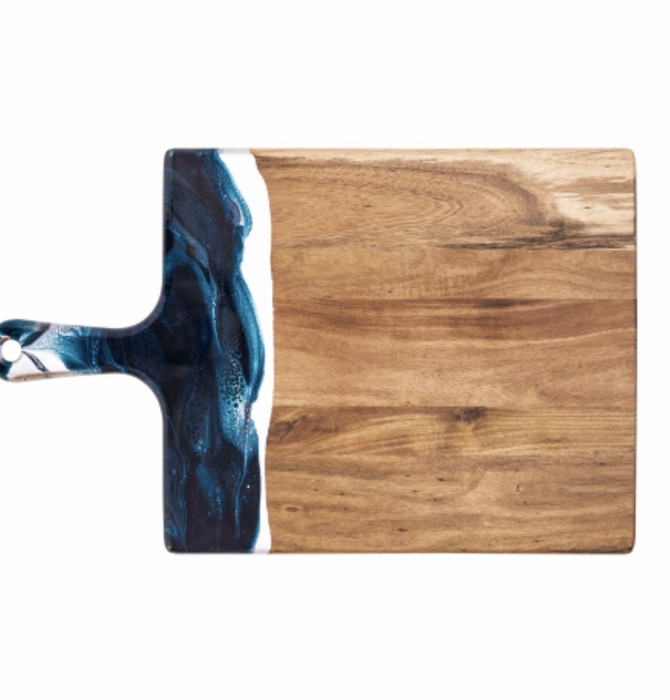 Cheeseboard | Acacia & Resin | Navy + White + Metallic