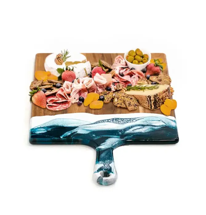 Cheeseboard | Acacia & Resin | Navy + White + Metallic