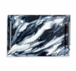 Serving Tray | Handled | Acrylic + Resin | Navy White Metallic