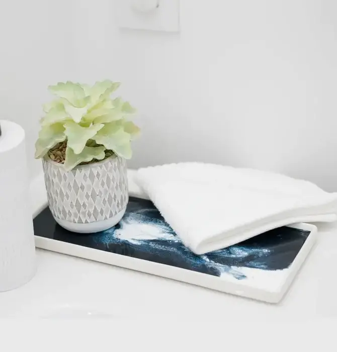 Ceramic Serving Tray | Navy + White + Metallic