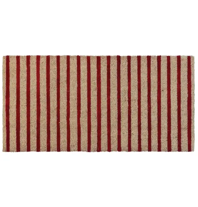 Doormat | Natural Coir | Red Stripes