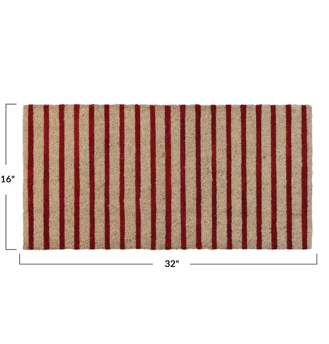 Doormat | Natural Coir | Red Stripes