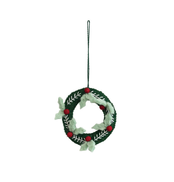 Ornament | Felt Holly Wreath
