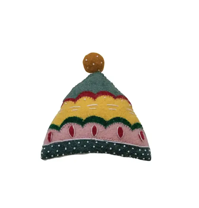 Tree Topper | Felt Winter Hat | Multi-Color Embroidered