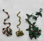 Garland | Felt Holly & Berries | Gold Embroidery