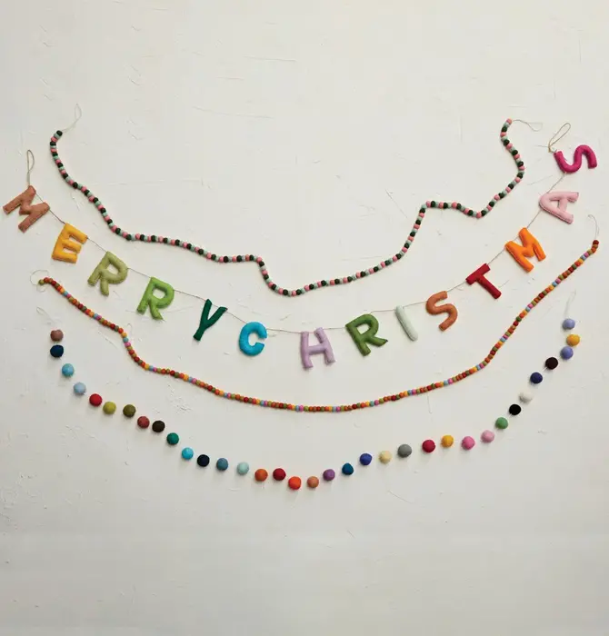 Garland | Felt Merry Christmas | Multi-Color