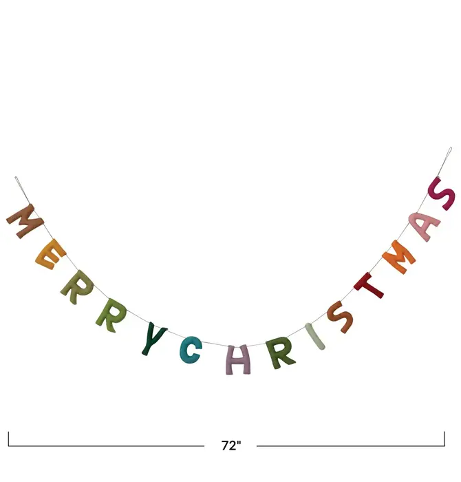 Garland | Felt Merry Christmas | Multi-Color