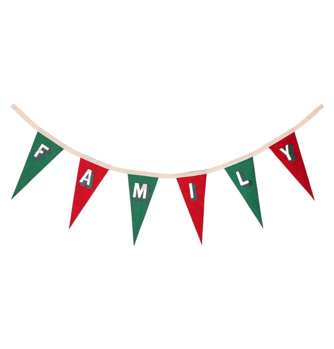 Pennant Flags | "Family" | Red & Green Bunting